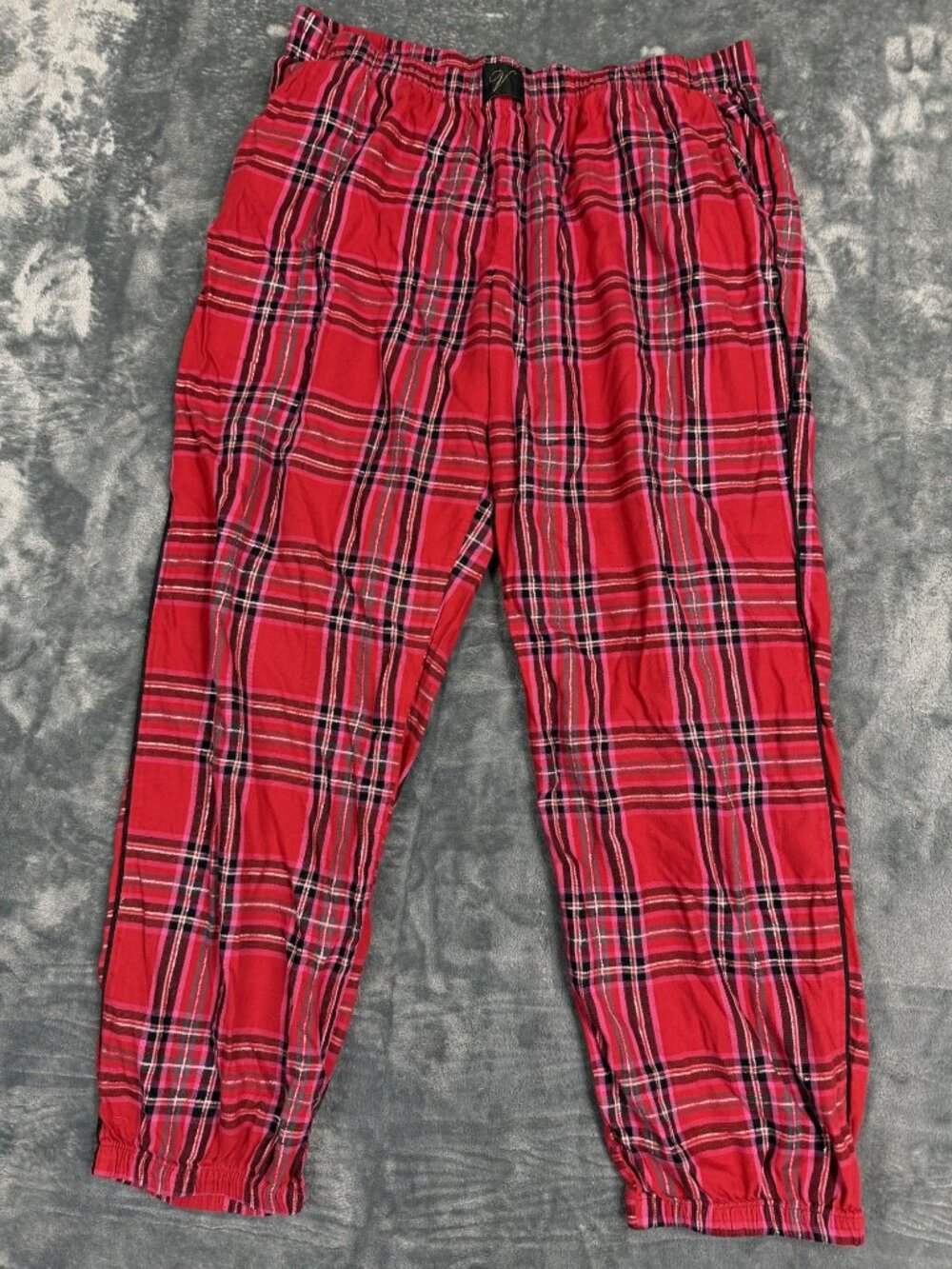 Victorias Secret Red Plaid Pajama Pants L Elastic Waist Relaxed Fit
